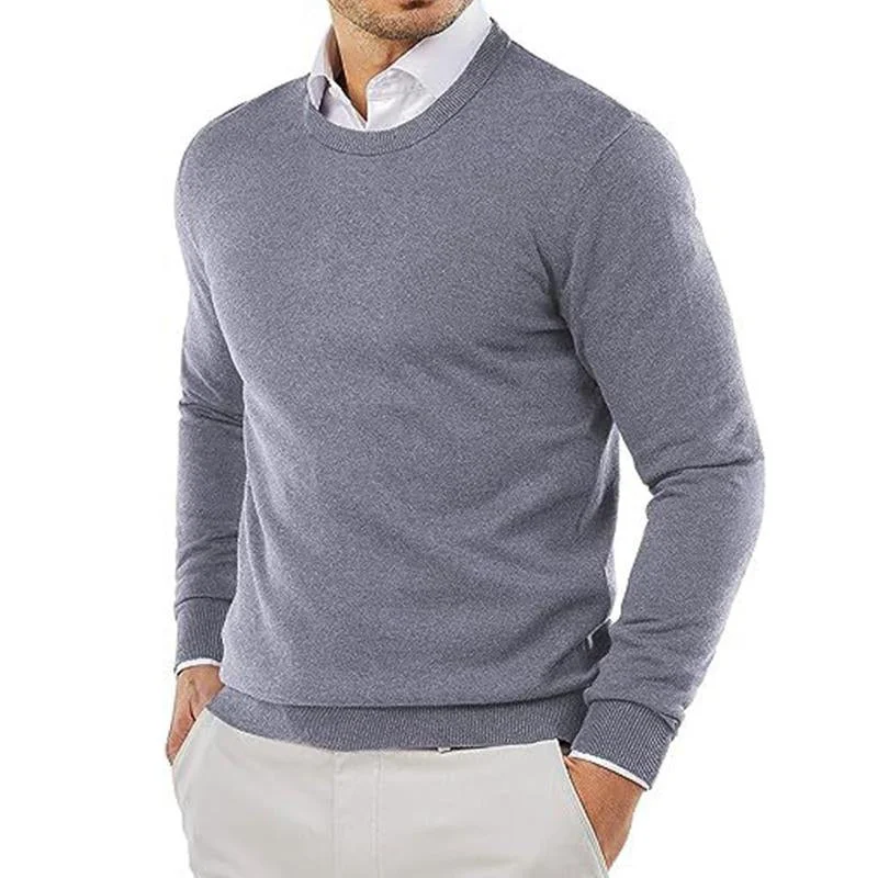 mens-casual-solid-color-round-neck-knitted-pullover-sweater-60940040m