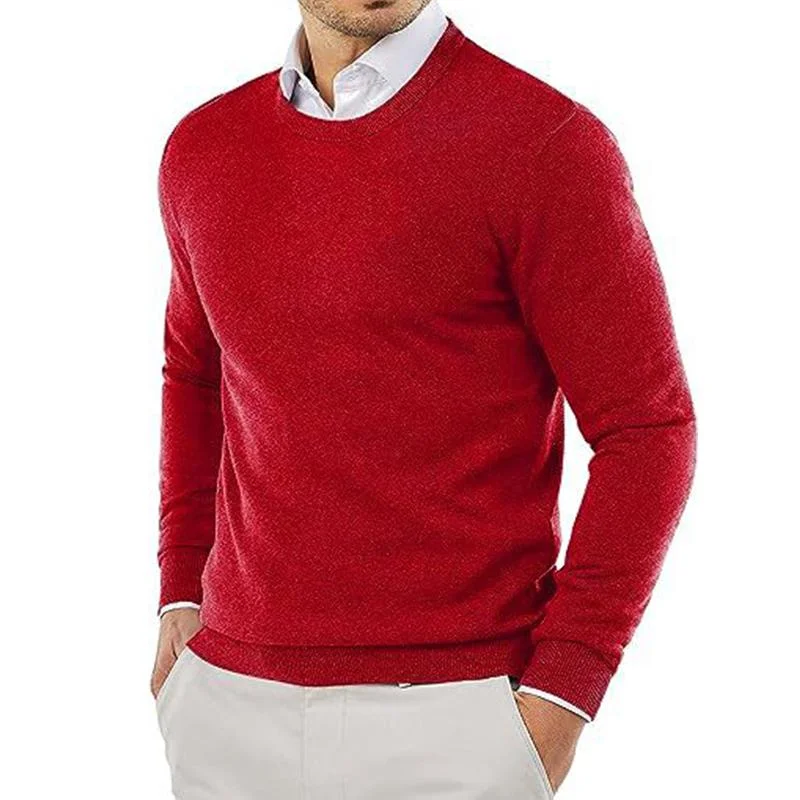 mens-casual-solid-color-round-neck-knitted-pullover-sweater-60940040m