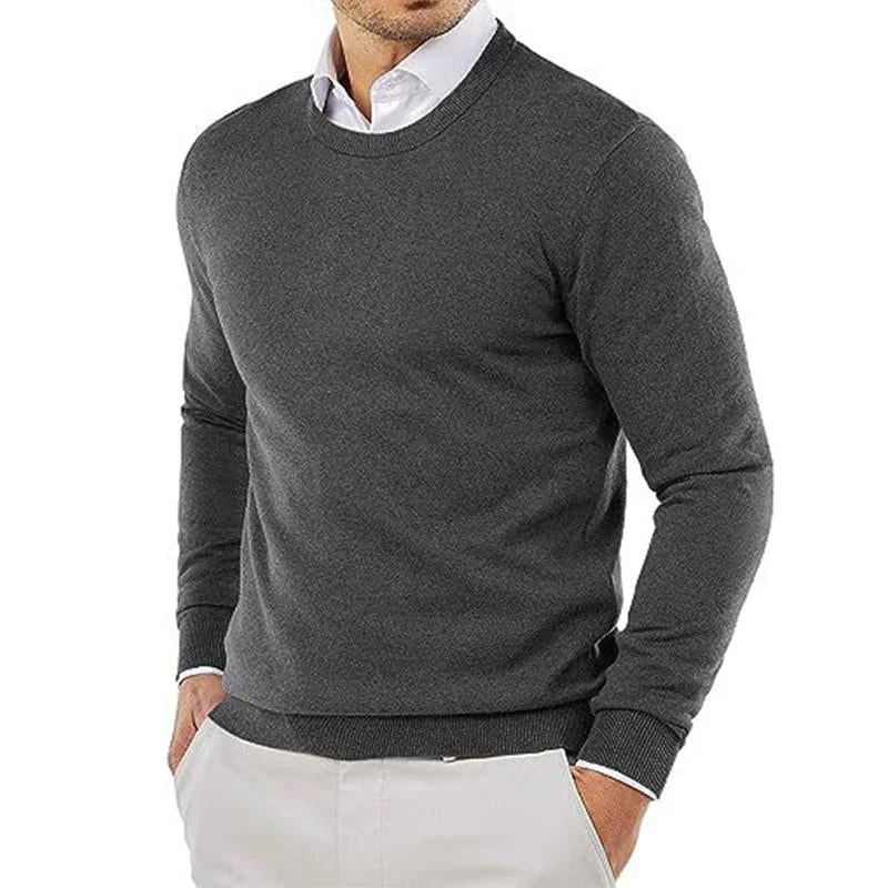 mens-casual-solid-color-round-neck-knitted-pullover-sweater-60940040m