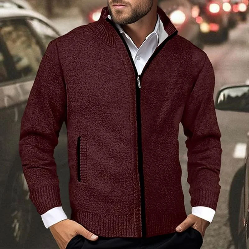 mens-casual-stand-collar-colorblock-long-sleeve-zipper-knitted-cardigan-20949799m