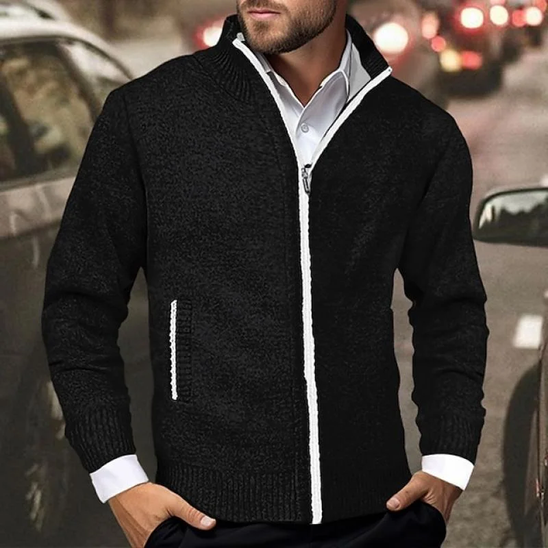 mens-casual-stand-collar-colorblock-long-sleeve-zipper-knitted-cardigan-20949799m