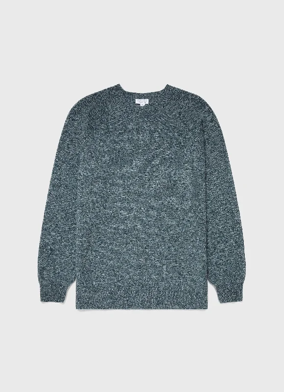 Men's Lambswool Crew Neck Jumper in Green Sage Twist