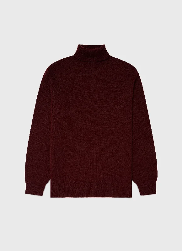 Men's Lambswool Roll Neck in Maroon