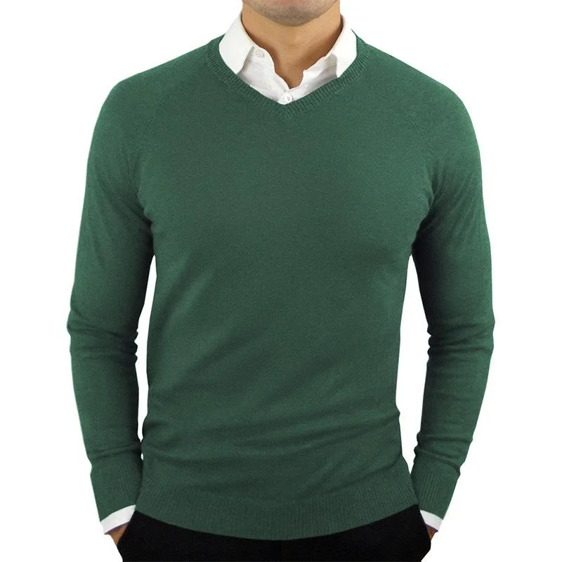 mens-v-neck-solid-color-long-sleeved-bottoming-sweater-63145018x