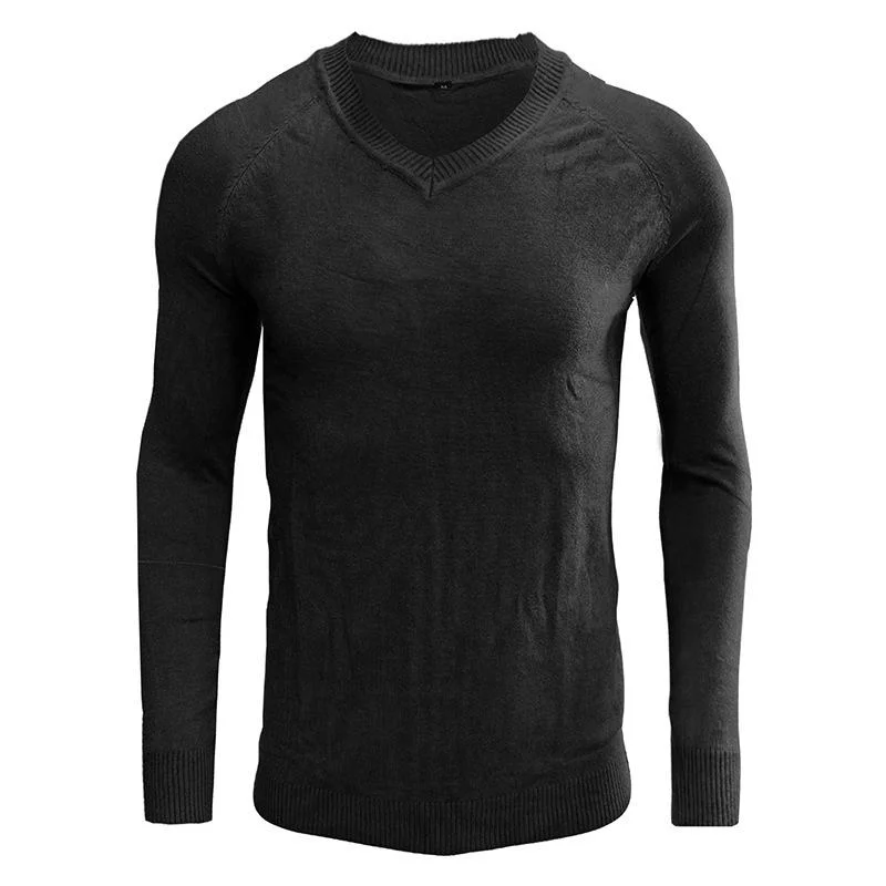 mens-v-neck-solid-color-long-sleeved-bottoming-sweater-63145018x