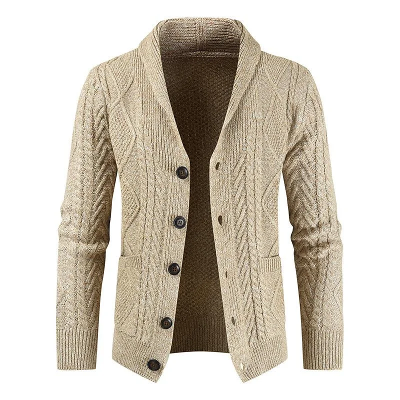 Men's Vintage Jacquard Thick Knit Cardigan 45801692M