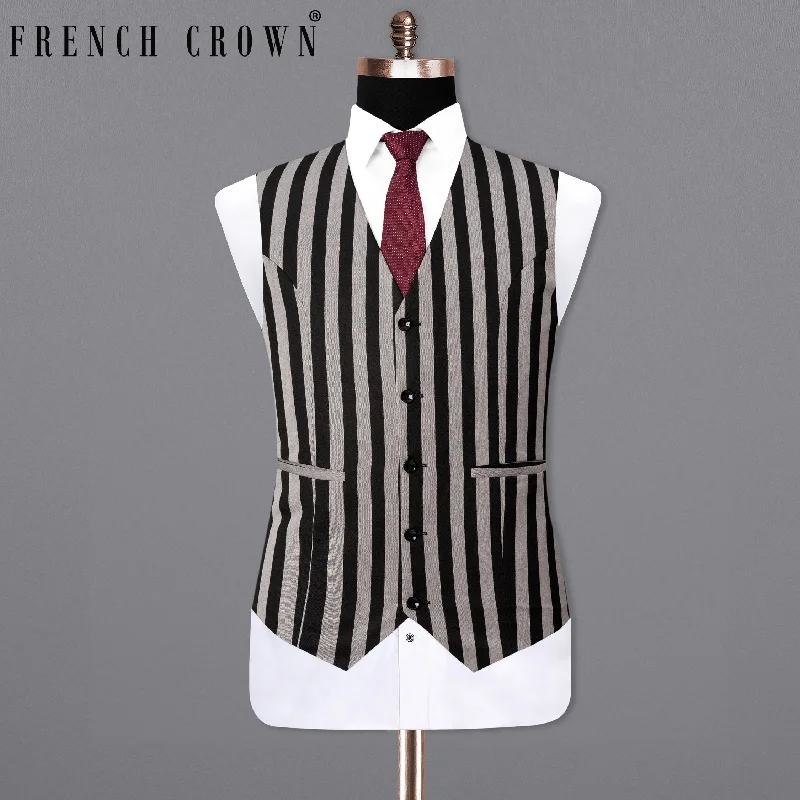 Nobel Grey with Black Striped Waistcoat