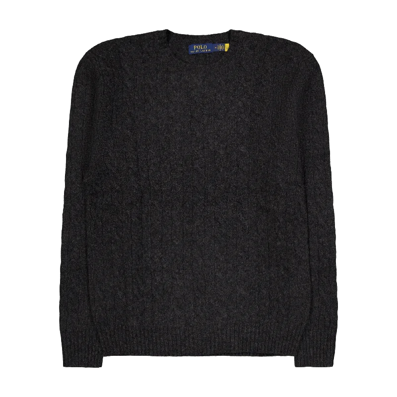 Cable-Knit Wool-Cashmere Sweater Dark Granite Hthr