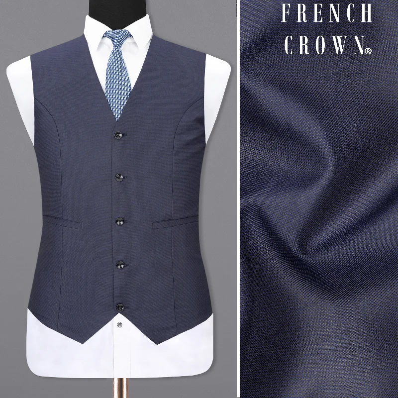 River Bed Blue Textured Waistcoat