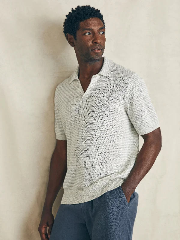 Short-Sleeve Linen Sweater Polo - Ivory Steel Feeder