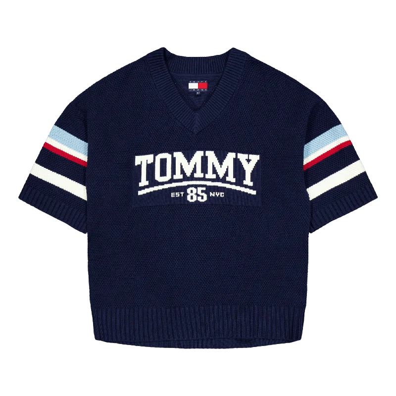 Tjcu Varsity Knit Top Carbon Navy