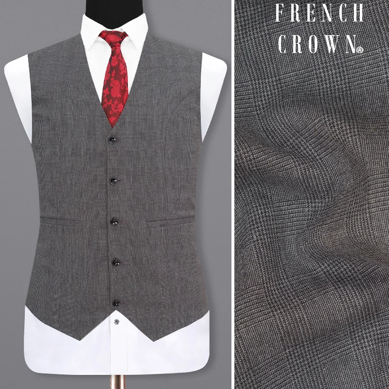 Wenge Gray Subtle Plaid Waistcoat