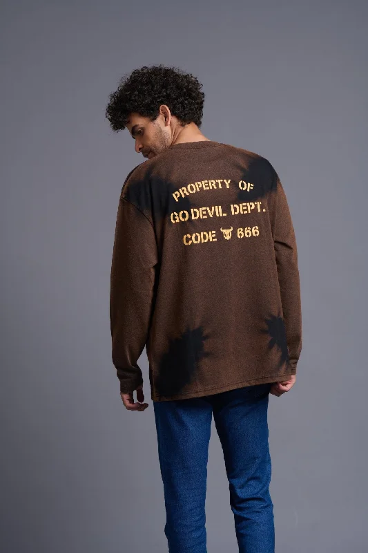 Yellow Property of Go Devil Brown Sweatshirt for Men