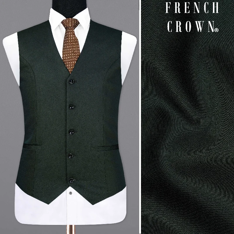 Zeus Dark Green Textured Waistcoat