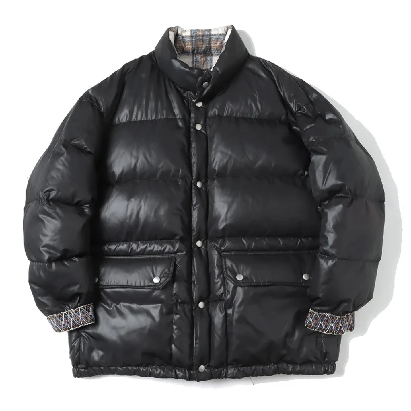 Check Nylon Reversible Down Jacket