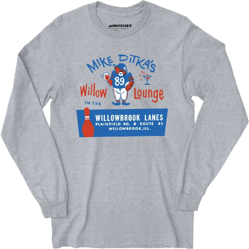 Mike Ditka's Willow Lounge - Willowbrook, IL - Vintage Bowling Alley - Long Sleeve T-Shirt