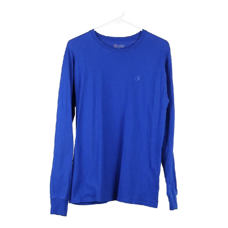 Champion Long Sleeve T-Shirt - Medium Blue Cotton