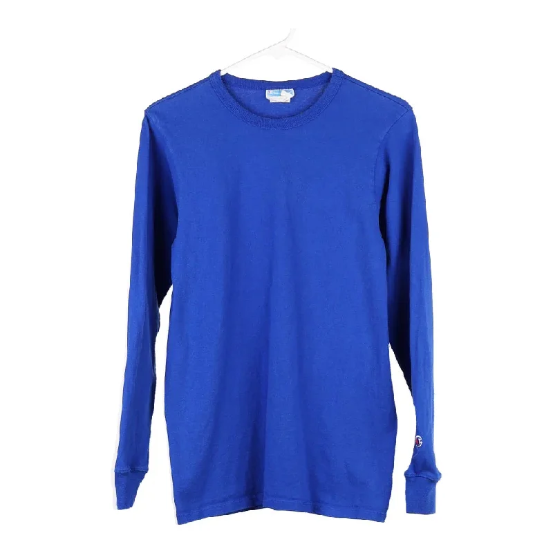 Champion Long Sleeve T-Shirt - Small Blue Cotton