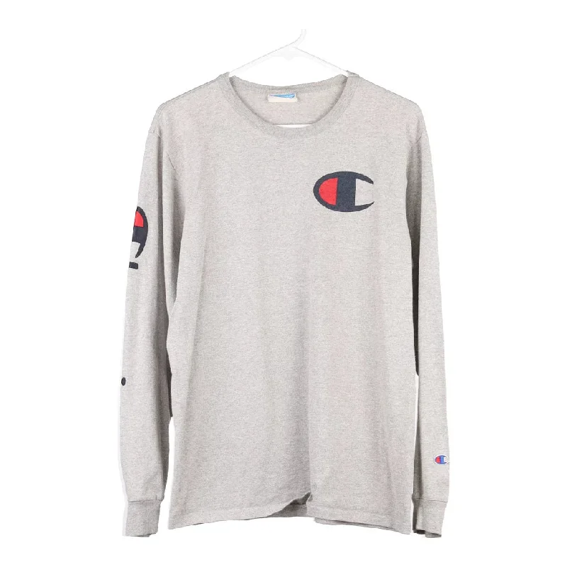 Champion Long Sleeve T-Shirt - Medium Grey Cotton