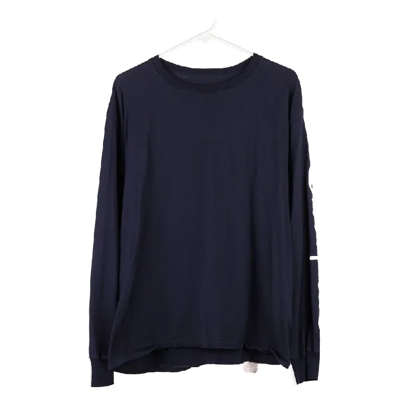 Champion Long Sleeve T-Shirt - Large Navy Cotton