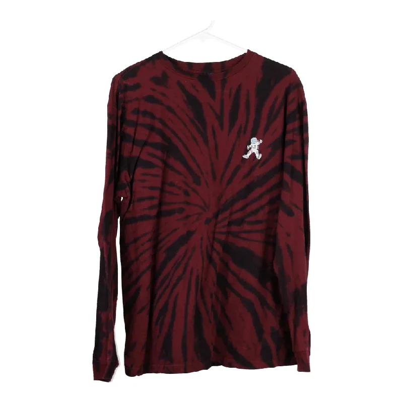 Eighty Eight Tie-Dye Long Sleeve T-Shirt - Large Burgundy Cotton