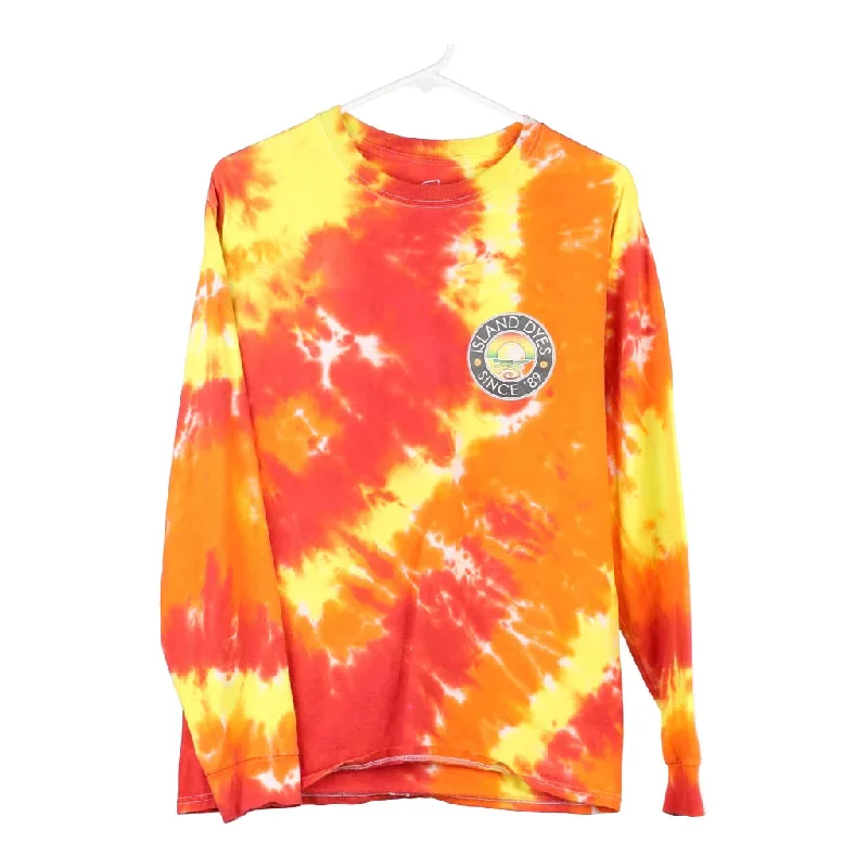 Island Dyes Hanes Tie-Dye Long Sleeve T-Shirt - Medium Orange Cotton