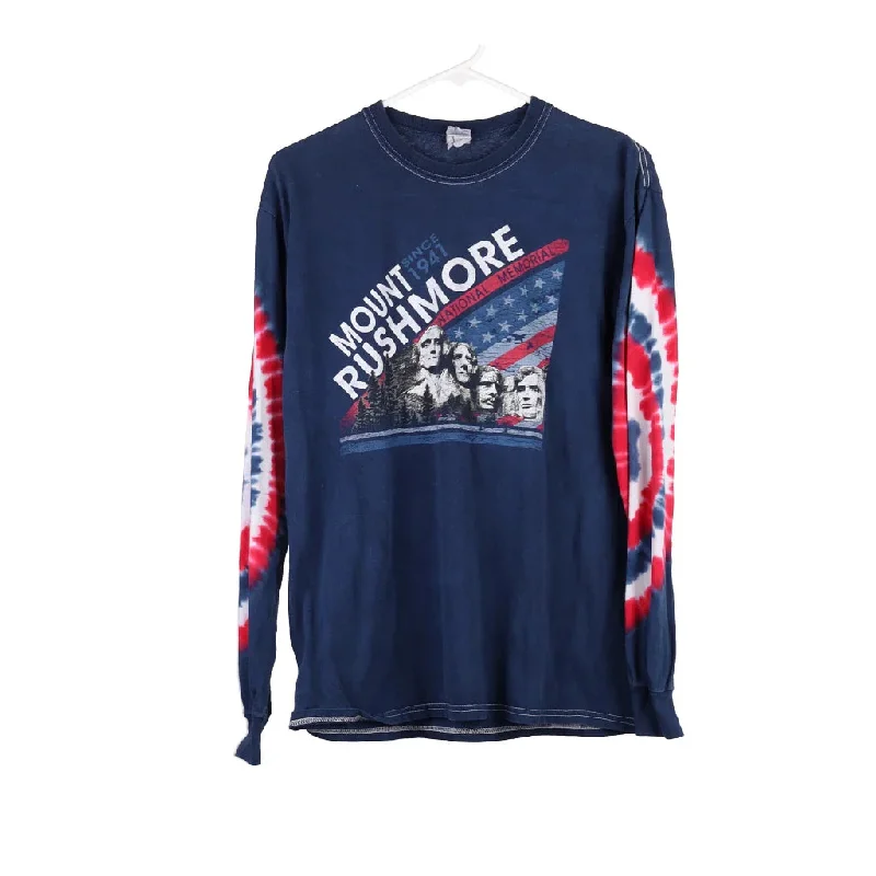 Mount Rushmore Gildan Tie-Dye Long Sleeve T-Shirt - Large Blue Cotton