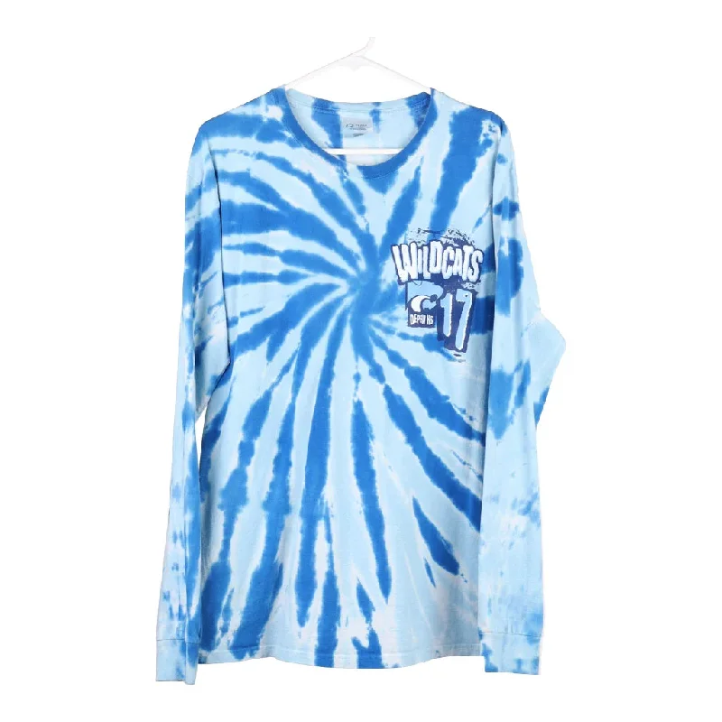 Wildcats Port & Company Tie-Dye Long Sleeve T-Shirt - Large Blue Cotton