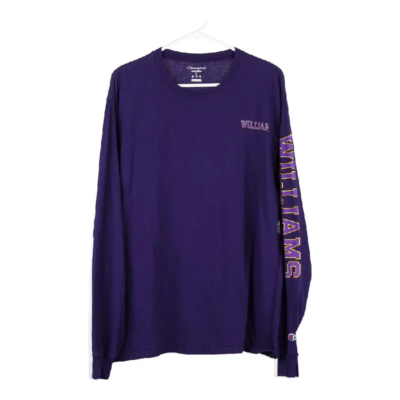 Williams Champion Long Sleeve T-Shirt - Large Purple Cotton