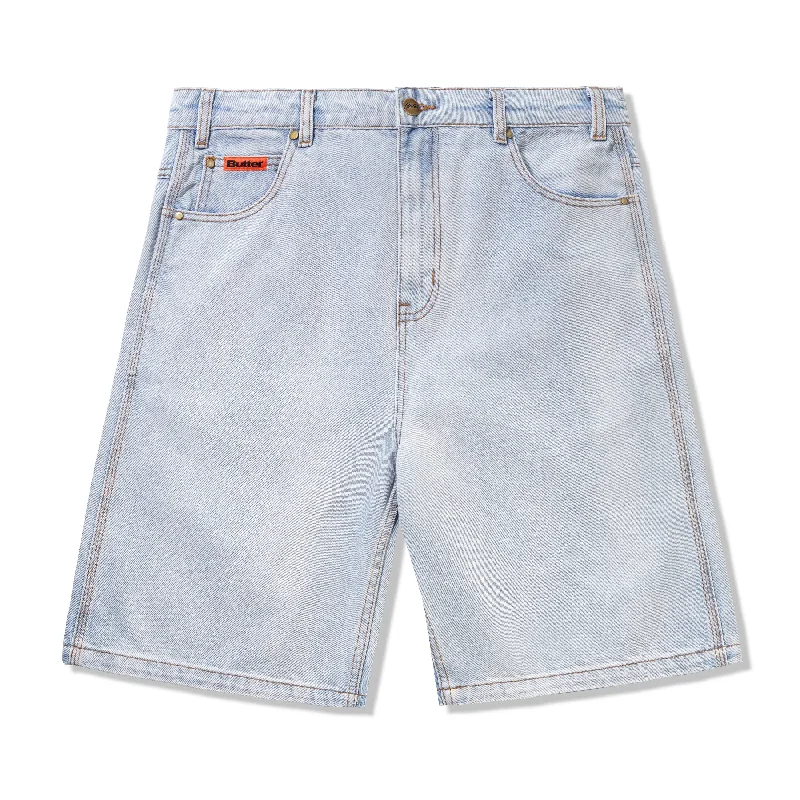 Baggy Denim Shorts, Light Blue  