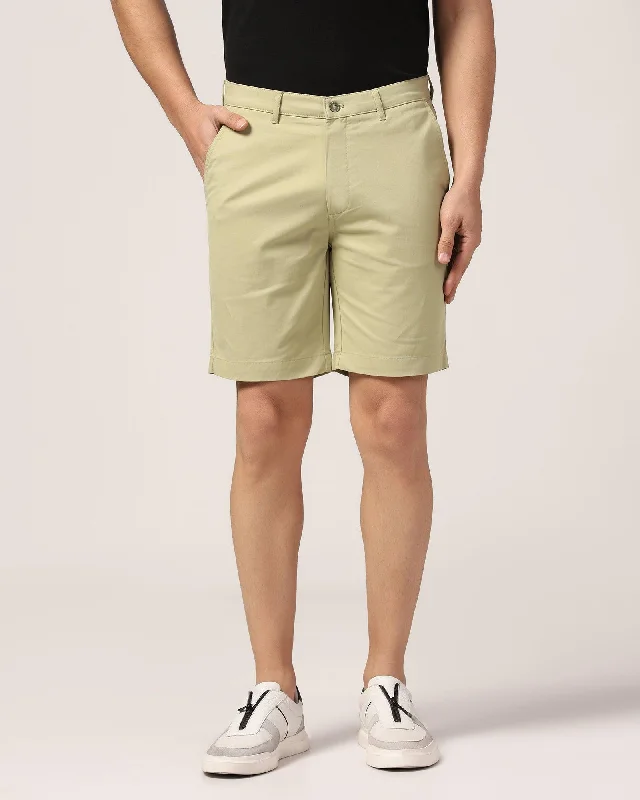 Casual Light Olive Solid Shorts - Frank