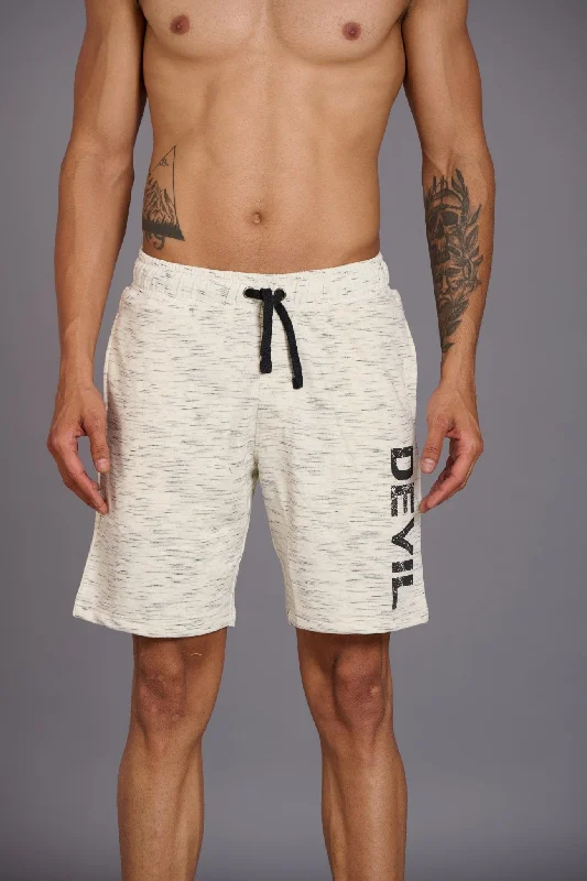 Devil Printed White Shorts for Men