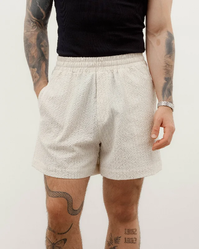 Grado Seersucker Shorts - Cream/Black Pinstripe