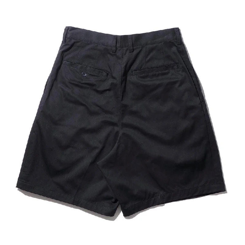 kuon-cotton-twill-pleated-shorts-black