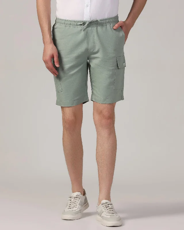 Linen Casual Green Solid Shorts - Kin