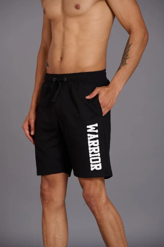 warrior-printed-black-shorts-for-men