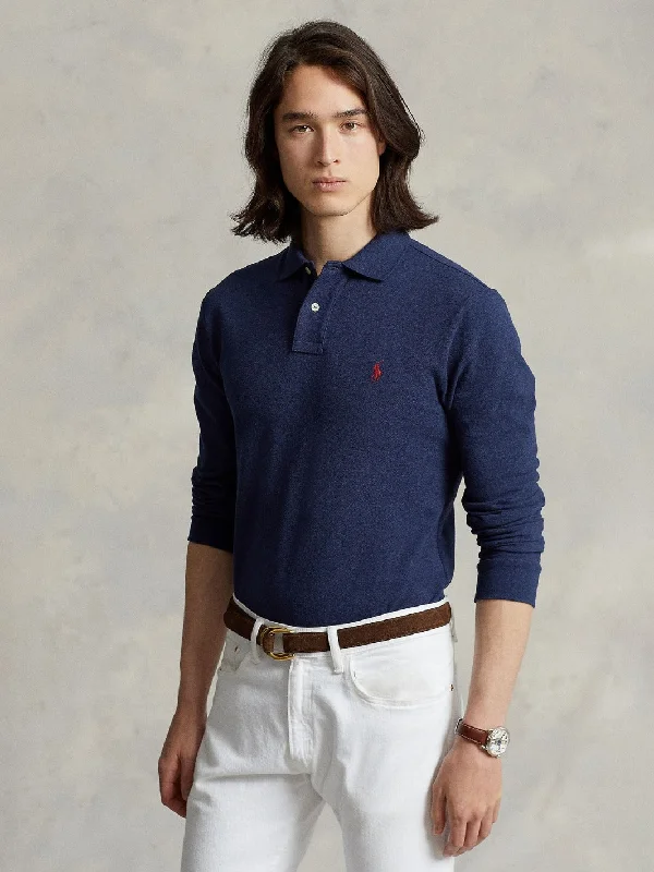 MESH LONG-SLEEVE POLO SHIRT Blå