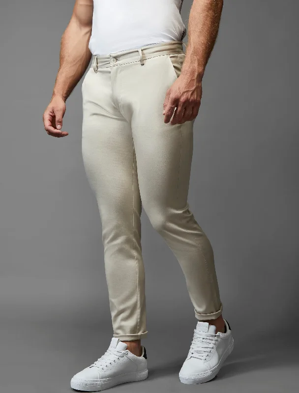 Beige Tapered Fit Chinos