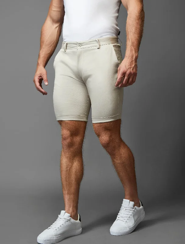 Beige Tapered Fit Chino Shorts