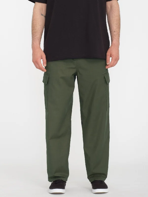 Billow Tapered Elastic Waist Cargo Pant - Squadron Green