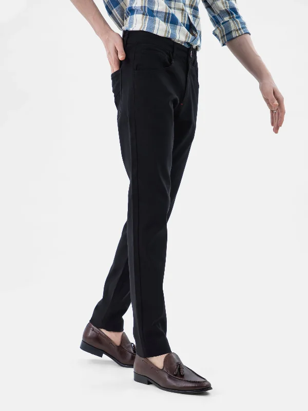 Black Dobby Structured Five Pocket Trouser