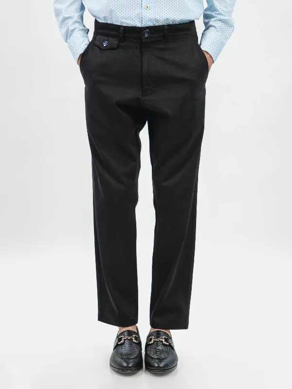 Black Structured Casual Fit Chinos