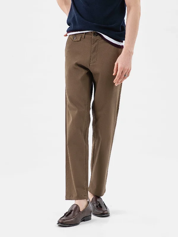 Brown Structured Casual Fit Chinos