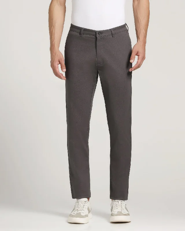 Slim Comfort Casual Charcoal Check Khakis - Ginger