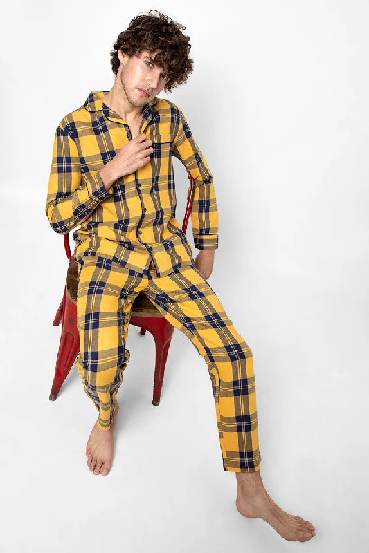 Checkered Mustard Night Suit