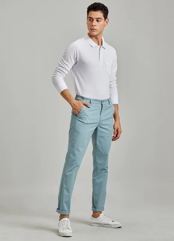 Grey Solid Stretch Slim Fit Trouser