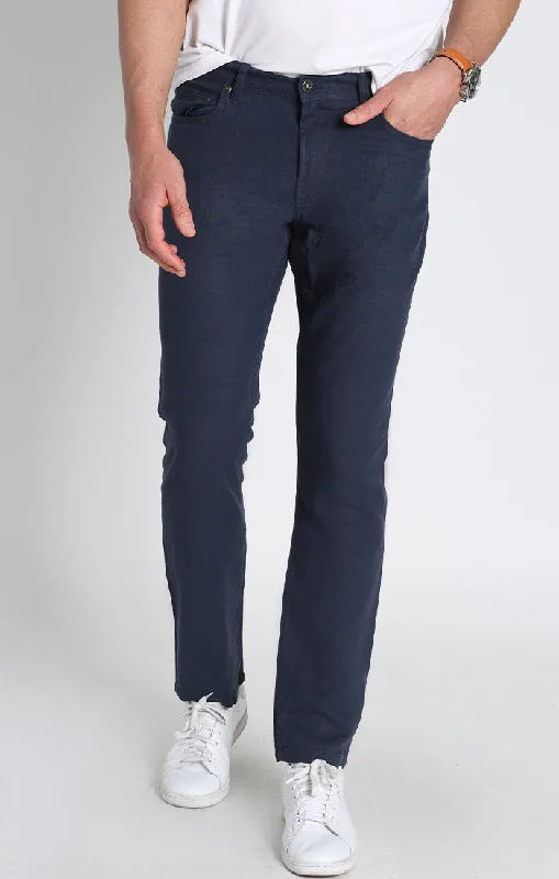 Indigo Straight Fit 5 Pocket Linen Pant