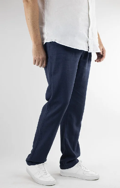 Indigo Straight Fit Linen Blend Chino Pant