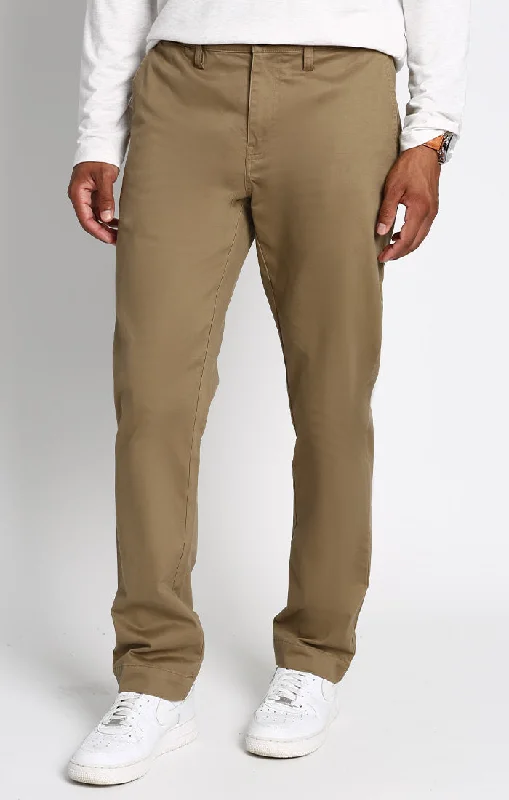 Dark Khaki Bowie Straight Fit Stretch Sateen Chino Pant