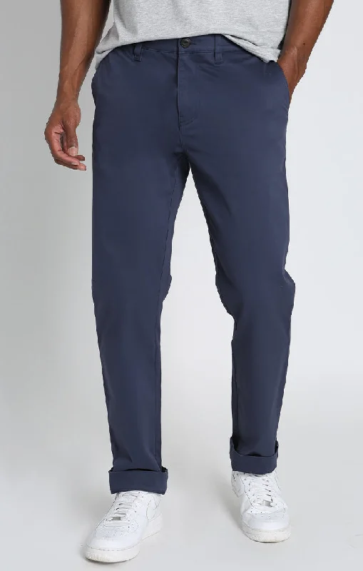 Navy Bowie Straight Fit Stretch Sateen Chino Pant